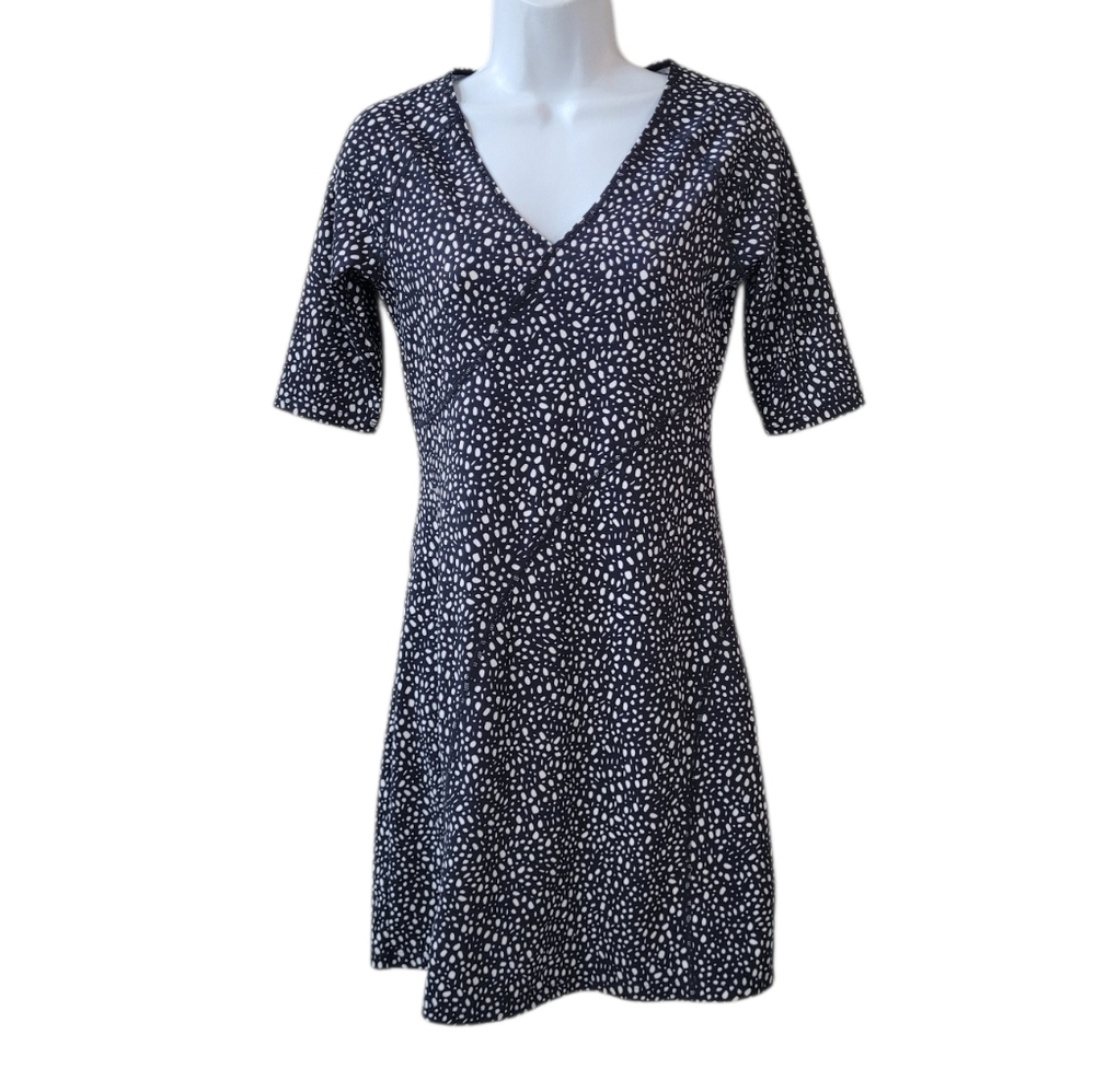 TITLE NINE Black White Sayonara Cafe Sleeve Dress in Dots Size XS